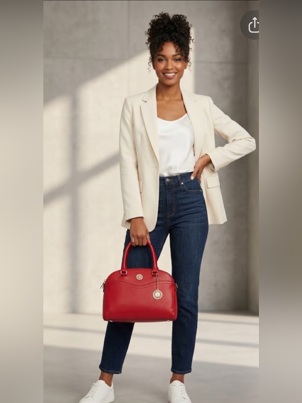 Anne Klein New Recruits Dome Satchel Bag Red - Picture 7 of 7
